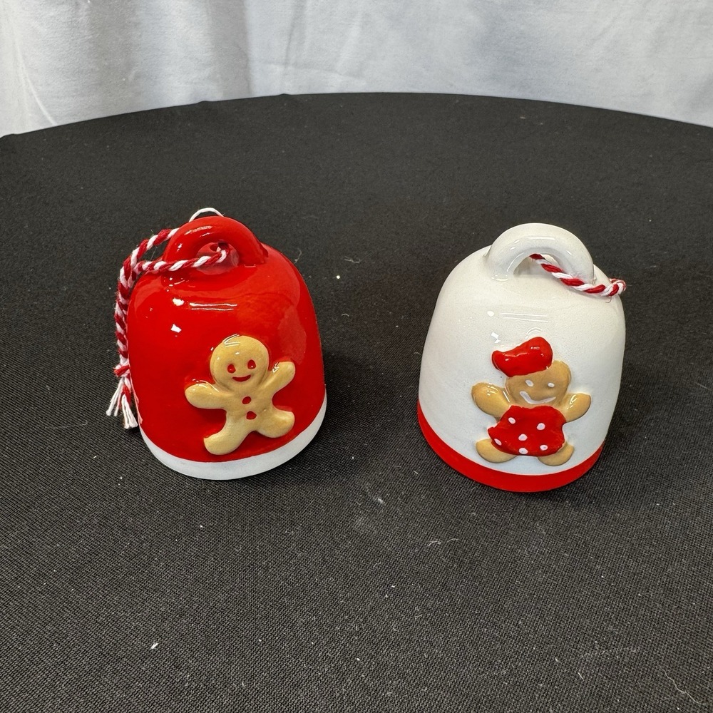Holiday Time Red and White Bell Mini Christmas Ornaments, 2 Count 2"‎ high